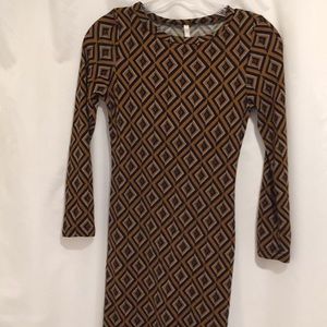 Geometric Mustard and Black Dress